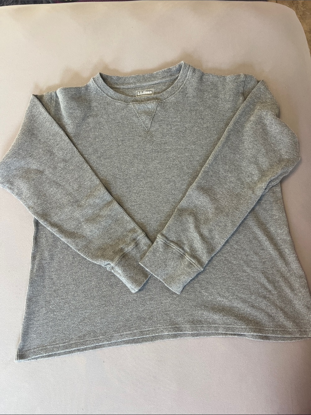 L.L. Bean Men’s Light Gray Thermal Crewneck Sweater